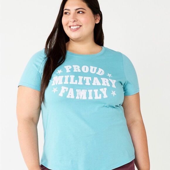 New! PROUD MILITARY FAMILY Tee Shirt Women’s Size XXL NWT Sonoma SS T-shirt NWT - Picture 3 of 9